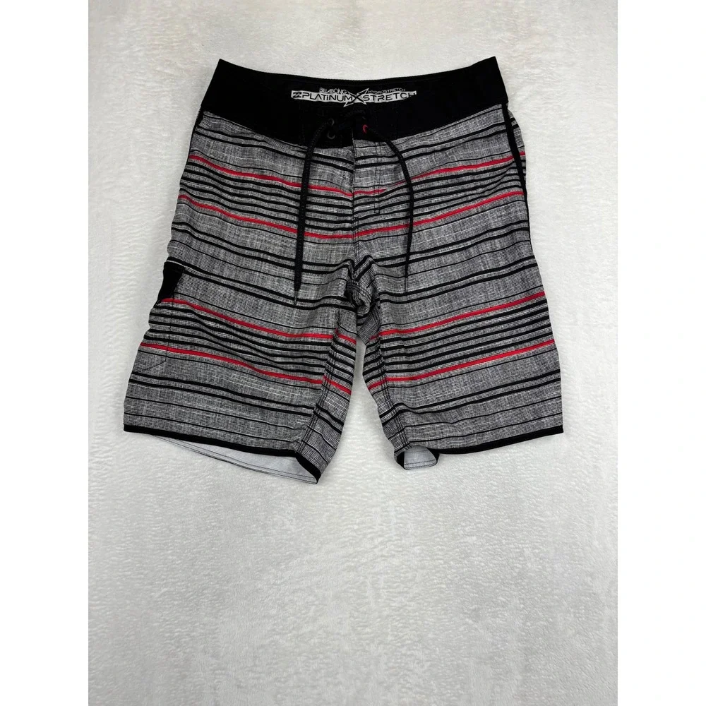 Billabong Platinum X Hydrostretch Board Shorts Mens 34 Grey Black Red Striped